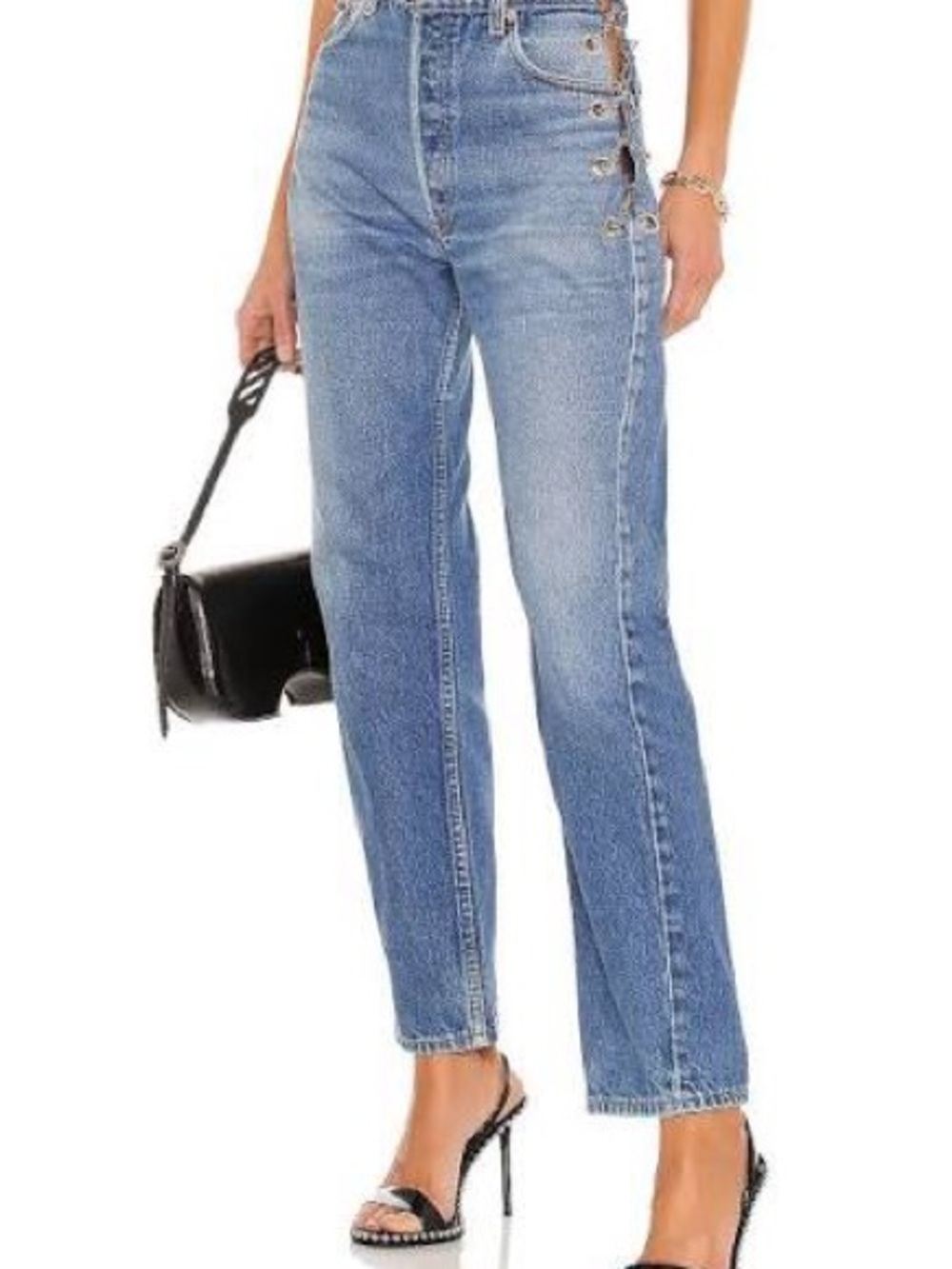 EB Denim Light Blue Chain-Embellished Women's Jeans